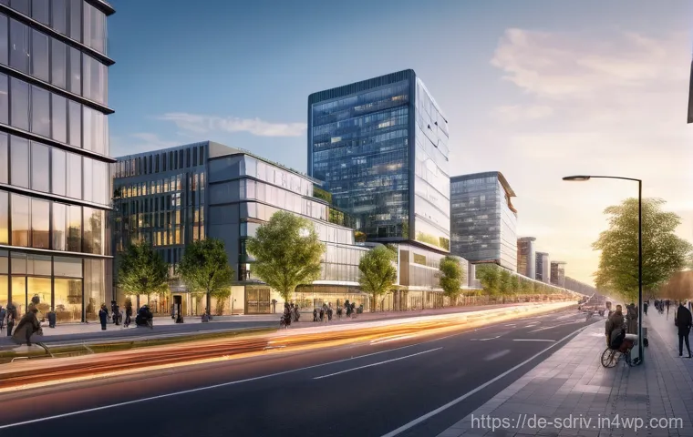 자율주행 도시의 교통 혼잡 완화 전략 - Future Commute in a German Smart City**
"A wide-angle, photorealistic shot of a bustling, yet harmo...