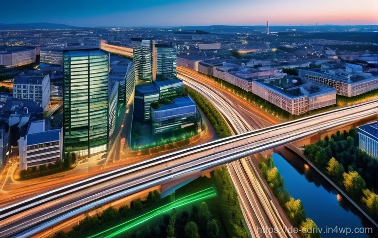 자율주행 도시의 교통 혼잡 완화 전략 - Future Commute in a German Smart City**

"A wide-angle, photorealistic shot of a bustling, yet harmo...
