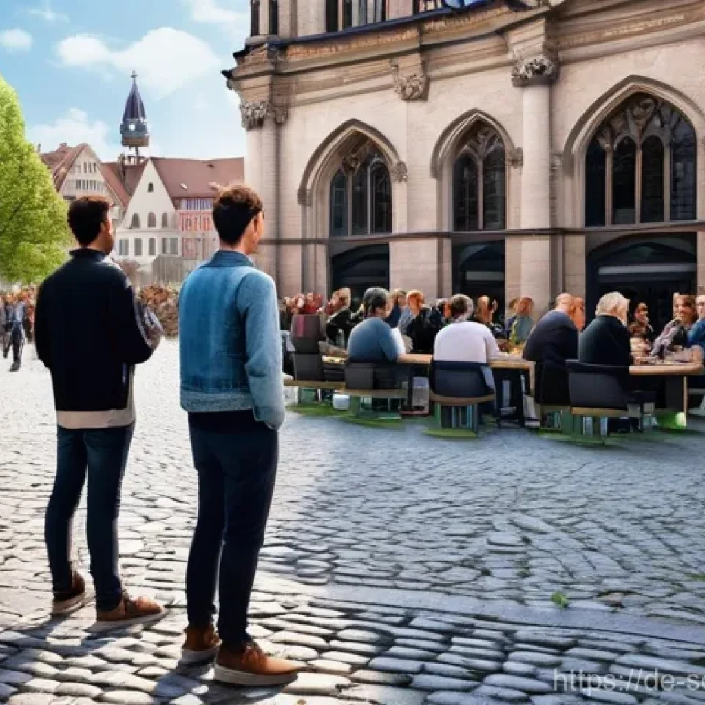 자율주행 도시의 문화적 다양성 반영 방안 - **Prompt:** A bustling historic German city square, reminiscent of Marienplatz in Munich, where trad...