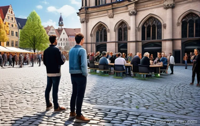 자율주행 도시의 문화적 다양성 반영 방안 - **Prompt:** A bustling historic German city square, reminiscent of Marienplatz in Munich, where trad...