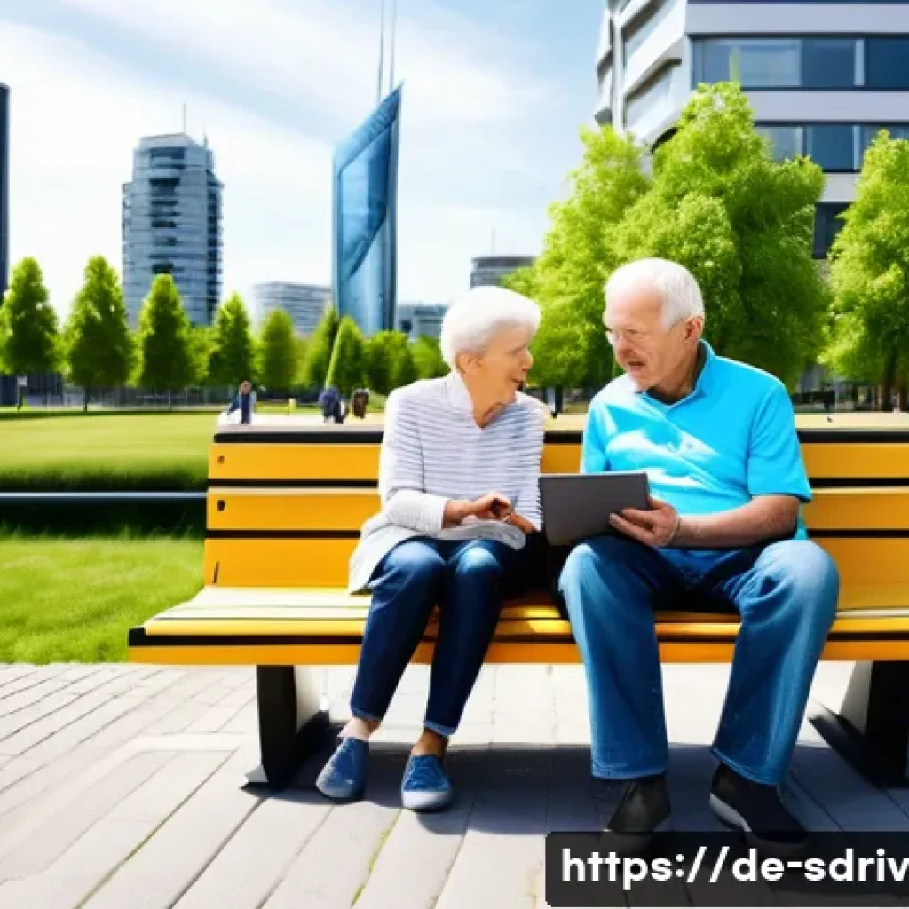 자율주행 도시 설계에서의 커뮤니티 피드백 활용 - **Prompt:** A diverse group of German citizens (adults, teenagers, a child wearing age-appropriate c...