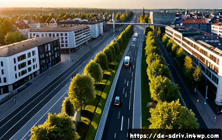 자율주행 도시 설계를 위한 연구 방향 - Photorealistic elevated view of a future-ready German city district designed for autonomous mobility...