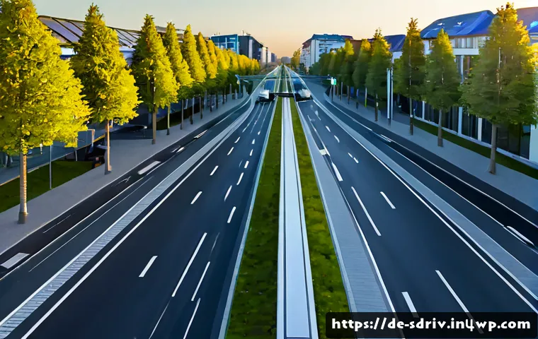 Home 17 자율주행 도시 설계의 혁신을 위한 협력 - Photorealistic aerial view of a modern German city district designed for autonomous mobility, electr...